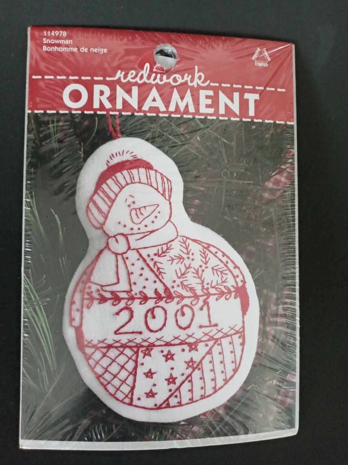 Leisure Arts 114978 Redwork Ornament Snowman 2001 Embroidery Kit Personalized - $8.65