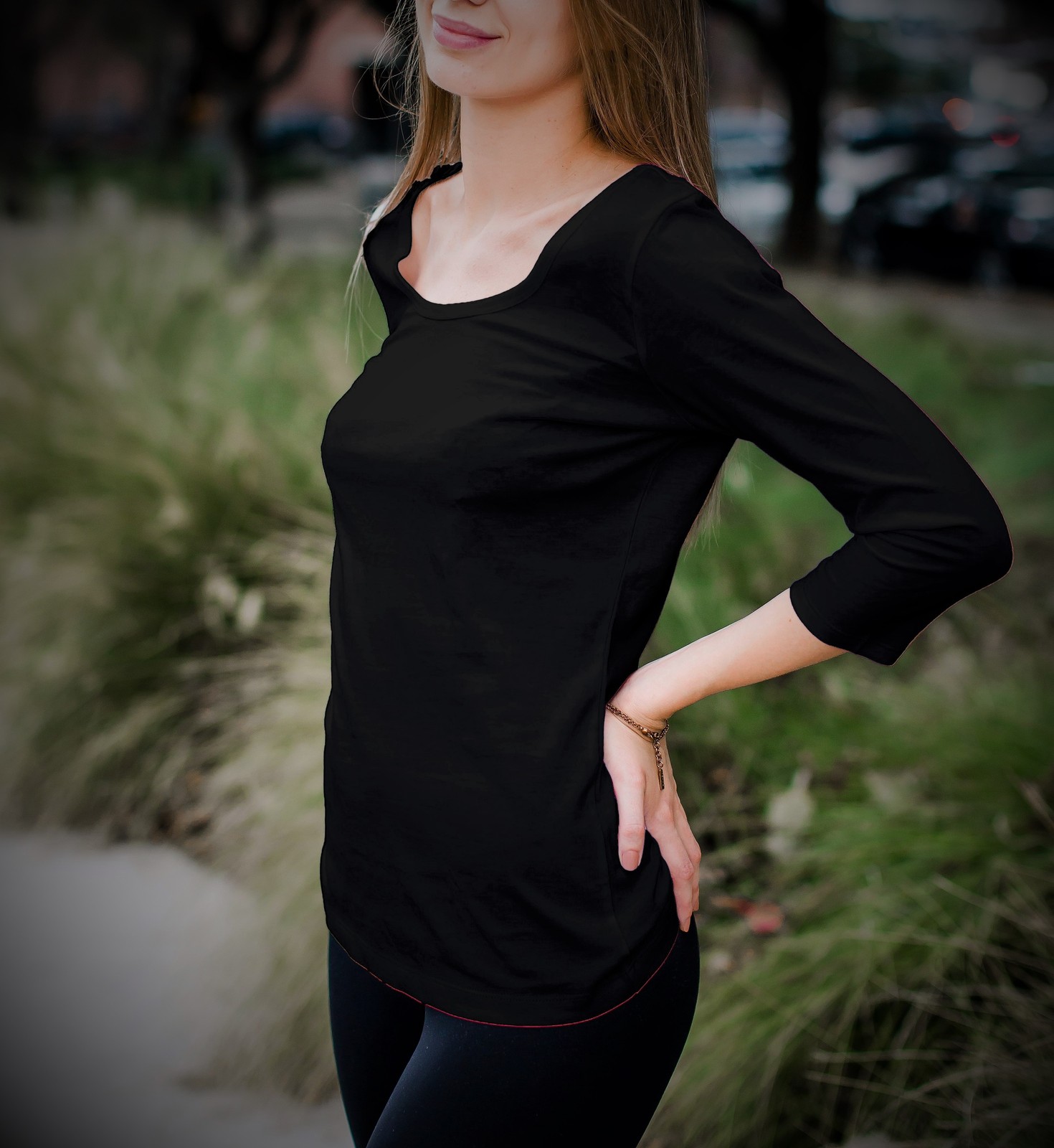 Image of Organic Cotton - Women / Sleeve Boat-neck Tee Yoga Activewear Sports T-Shirt