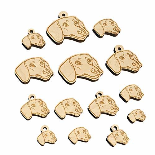 Dachshund Dog Head Mini Wood Shape Charms Jewelry DIY Craft - 20mm (15pcs) - No