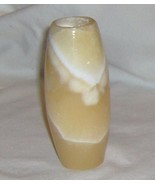 Alabaster Bud Vase Yellow White Amber Heavy - $12.99