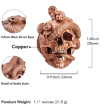 Copper Skull Charm - Gothic Jewelry Skull - With Chain image 2