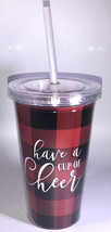 Have A Cup Of Cheer-Holiday Christmas 16oz Tumbler Cup W Lid &amp; Straw-NEW... - $14.73