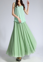 CHIFFON MAXI Skirt Sage-Green Long Silk Chiffon Bridesmaid Maxi Skirt Plus image 2