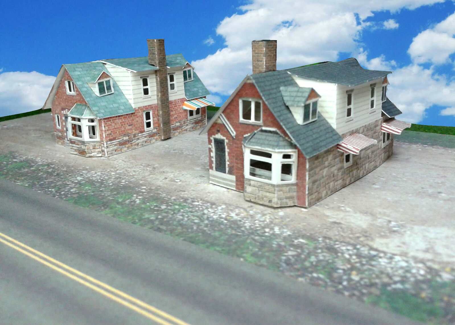 Z Scale Buildings Card Stock Houses (QTY 2) Houses Card Stock Kit