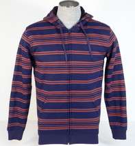 Quiksilver Blue & Red Brodes Stripe Sherpa Lined Hooded Jacket Hoodie Men's NWT - $67.49