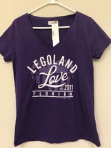 Legoland Florida Women&#39;s LARGE Purple Slim Fit Graphic T Shirt V Neck - $14.85