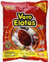 2 X Vero Elotes Paletas Sabor Fresa Con Chile Mexican Hard Candy Chili Pops   - $21.95