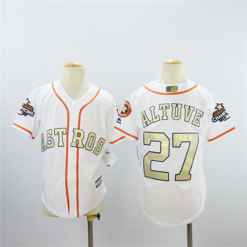 Youth Houston Astros Jersey 27 Jose Altuve Jersey Champions Gold