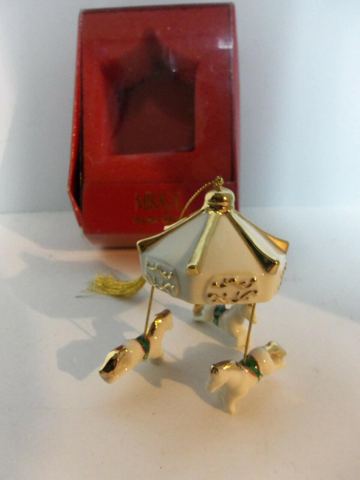 Primary image for Vintage Mikasa Holiday Magic CAROUSEL with HORSES Christmas Ornament FK015/604