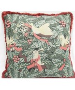 Tapestry Christmas Wildlife Throw Pillow 18&quot; Made in France CSI Tapisser... - $18.80