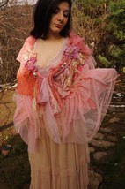 Pink tulle shrug, embroidered alternative wedding shawl, ornate fairy ca... - $169.00