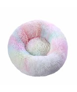 50cm Pet Beds Warm Soft Pet Nest Rainbow Donut Calming Comfy Dog Bed - $27.86