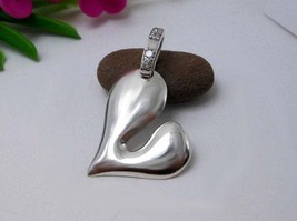 925 Silver White CZ Love Pendant, Women Heart Pendant, Valentine&#39;s Gifts... - $66.00