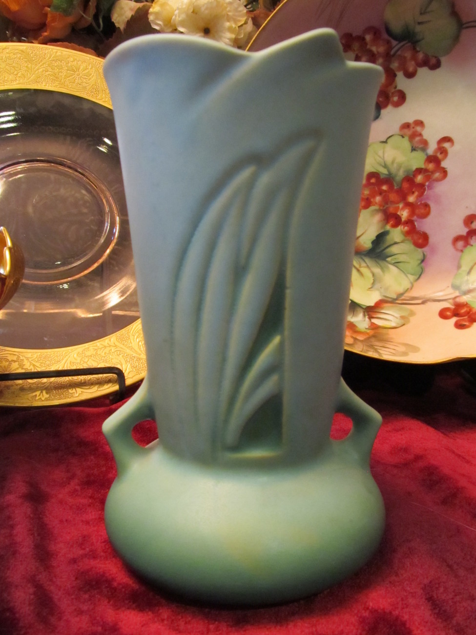 Roseville USA Pottery Green Silhouette Art Deco Style Vase 7806 Roseville