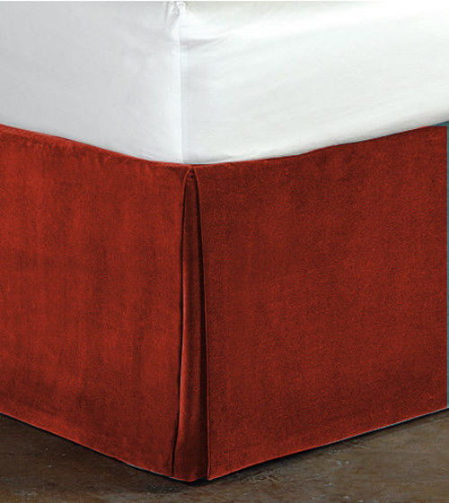 New Royal 15"Drop 100 Cotton Velvet Valance Box Pleated Bedskirt