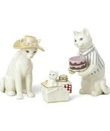 Lenox Cat Family Picnic Figurine 3 PC  Kitten Victorian Summer Basket Ca... - £103.50 GBP