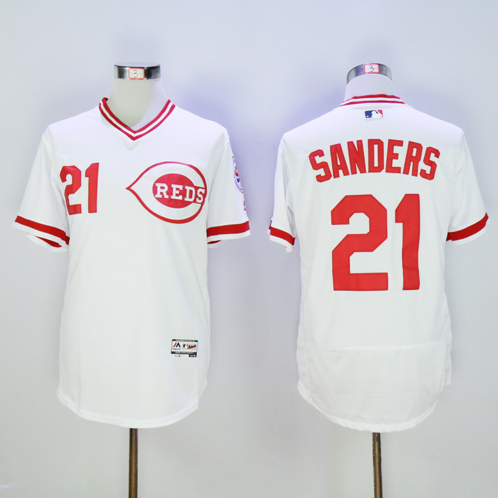 Men's Cincinnati Reds 21 Deion Sanders Jersey Sewn on Flexbase