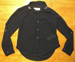 Abercrombie Kids Girl&#39;s Blue Sheer Long Sleeve Button Dress Shirt Size S... - $12.19