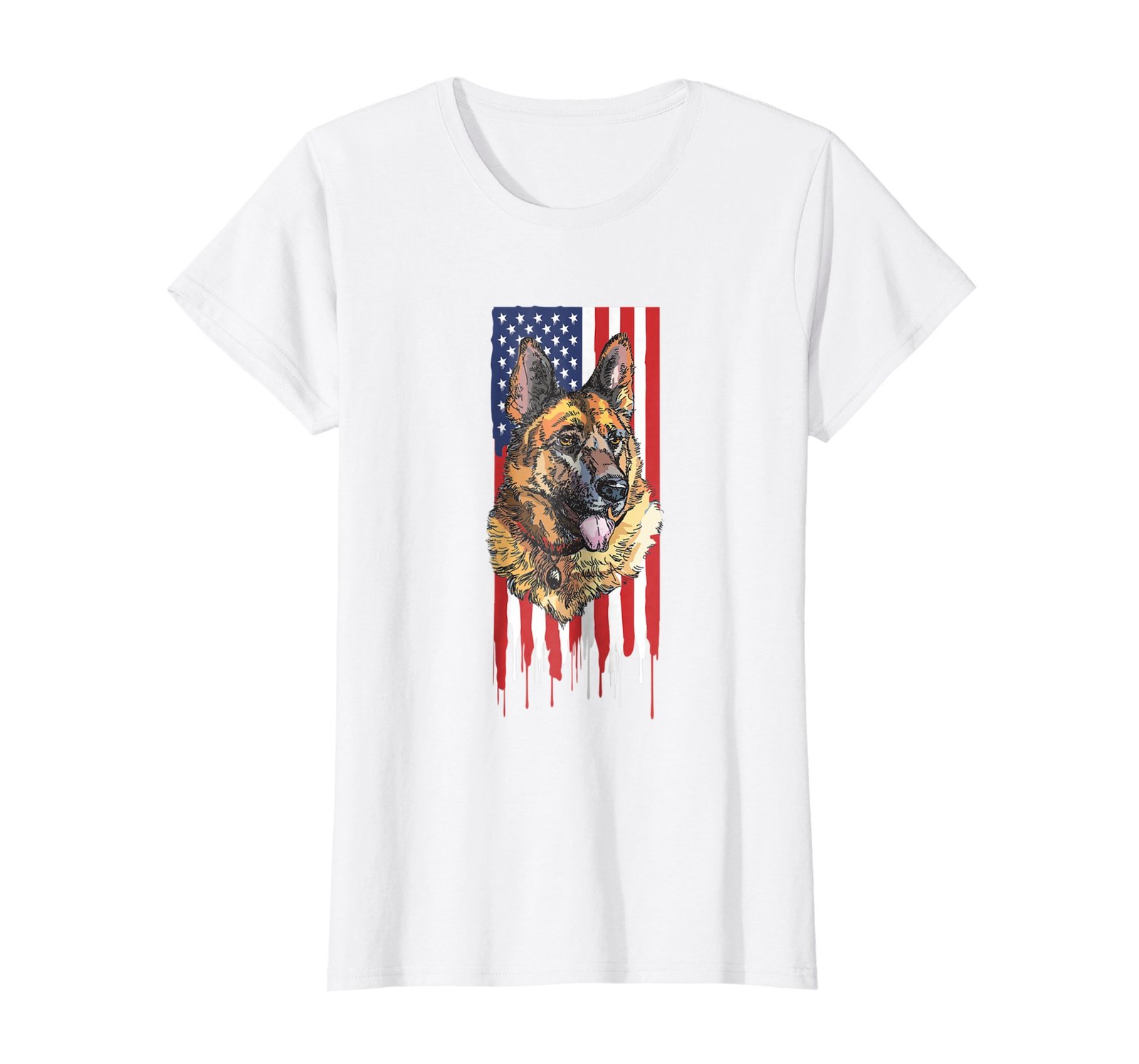 Funny Shirts - German Shepherd Dogs Head on American USA Flag Wowen
