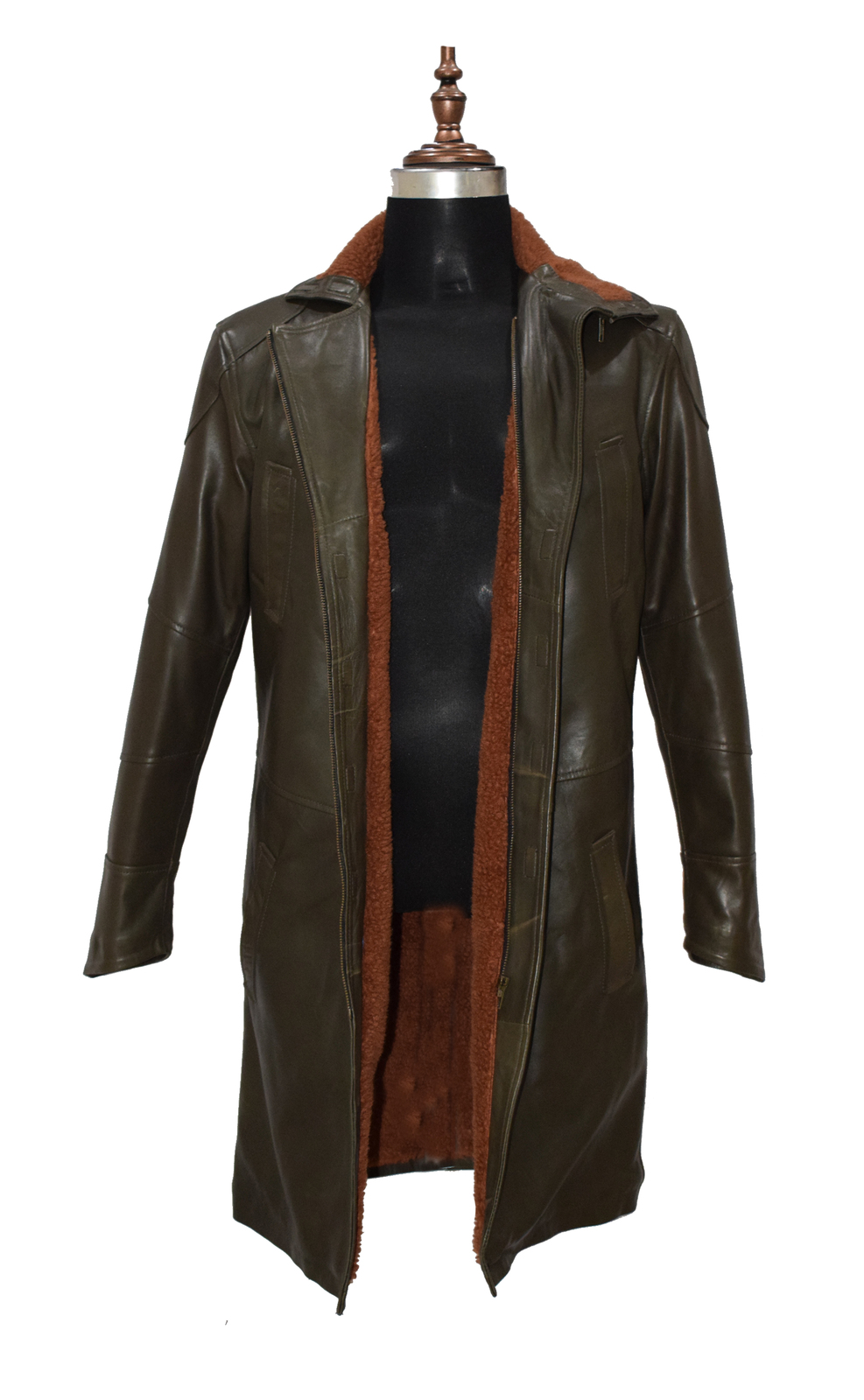 Ryan Gosling Blade Runner Shearling 100% Real Sheep Skin Trench Coat Jacket