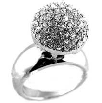 Womens Pave Fancy Snowball Cz Cubic Zirconia Cocktail Party Glam Ring Si... - $24.95