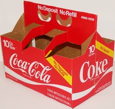 Vintage soda pop bottle carton COCA COLA No Deposit No Refill 6 pack 10o... - $6.99