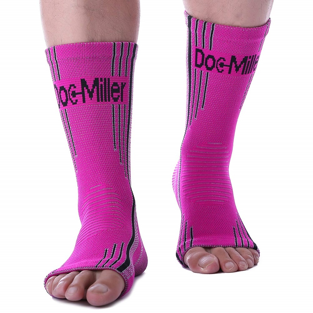Doc Miller Ankle Brace Compression - Support Sleeve 1 Pair (Solid Pink, L)