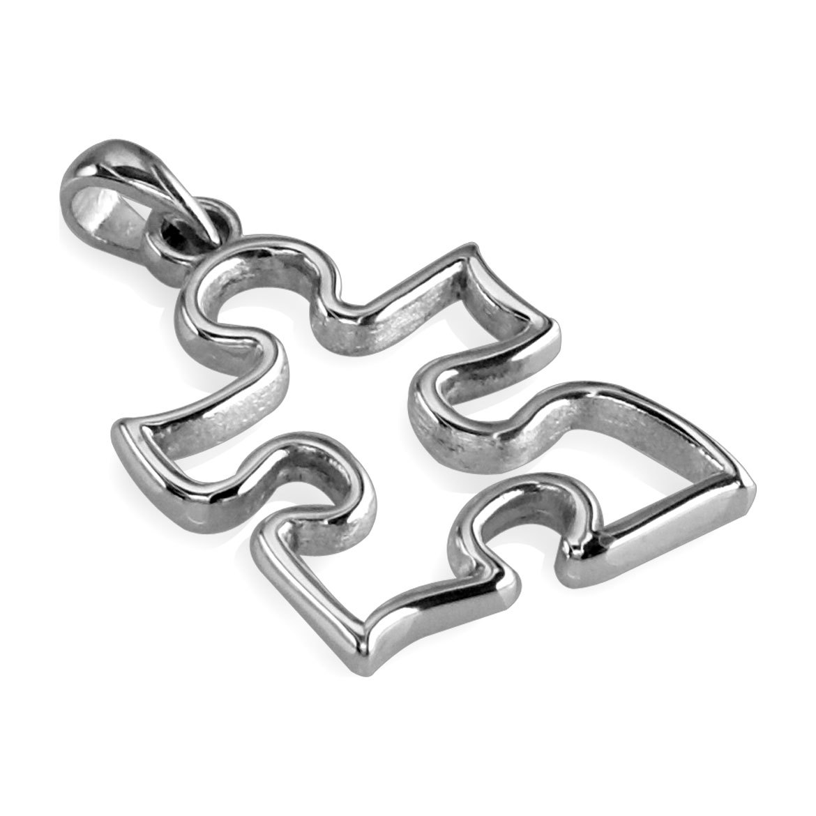 18k White Gold Small Autism Awareness Open Puzzle Piece