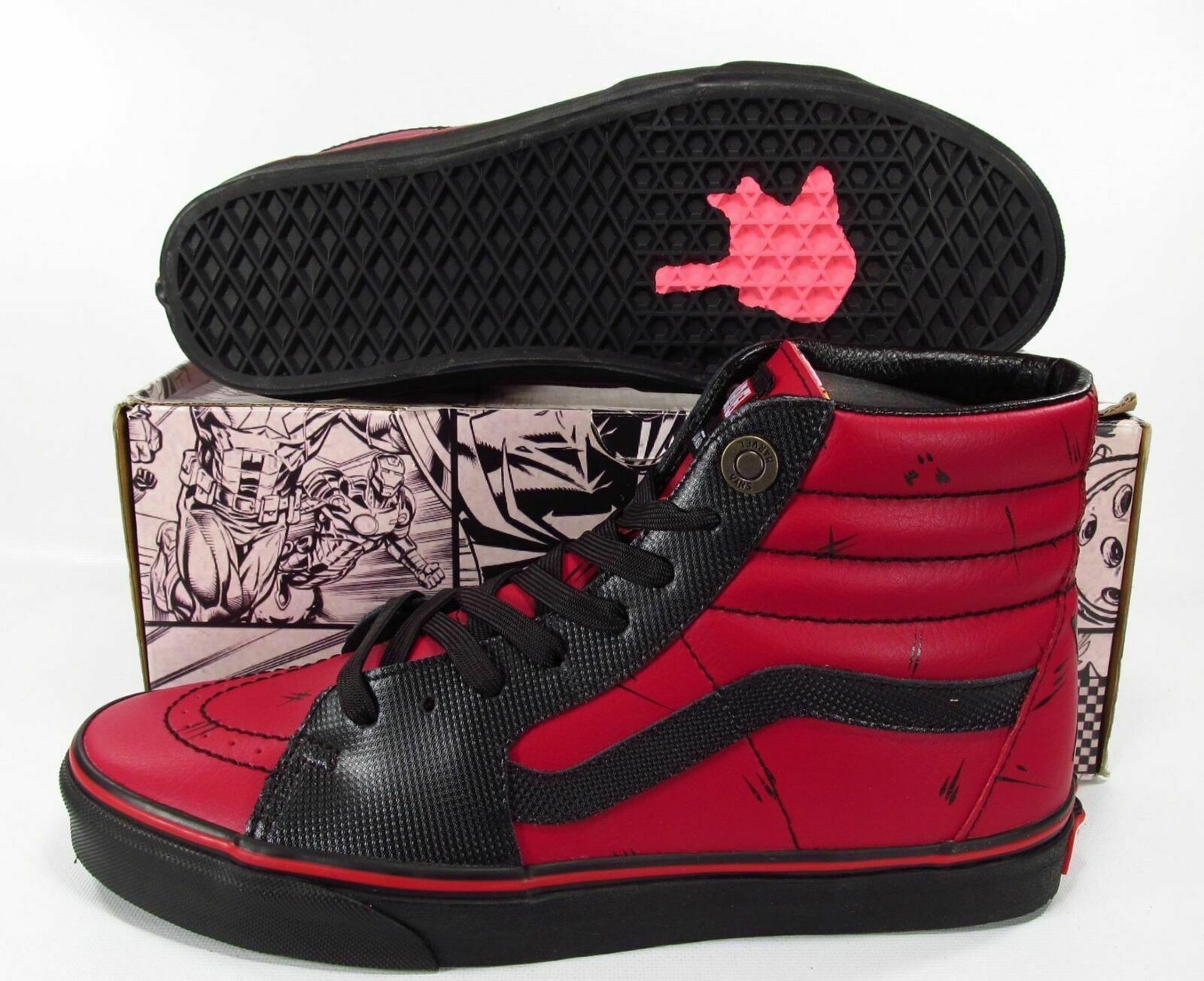 Vans Deadpool Sk8-Hi Leather Hi Top Sneakers Limited Edition Marvel 6 Men - Athletic