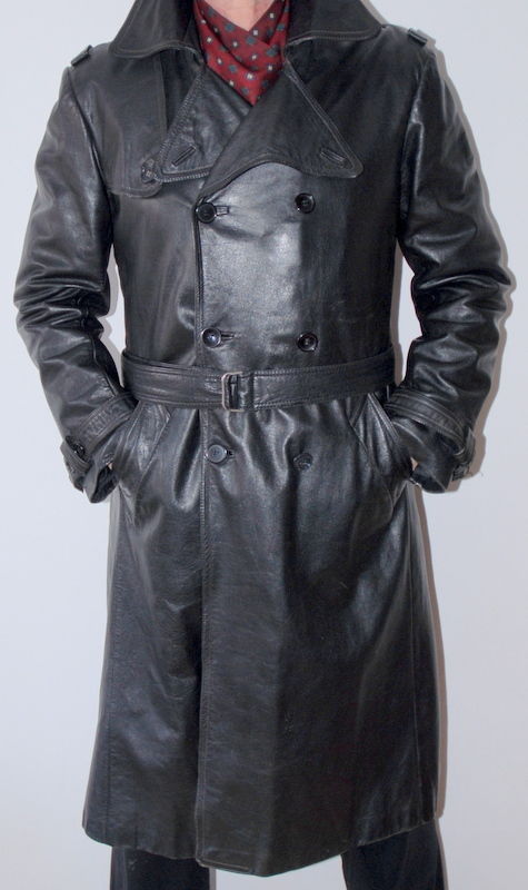 Image of MEN LEATHER COAT WINTER LONG LEATHER COAT GENUINE REAL LEATHER TRENCH COAT-UK-8
