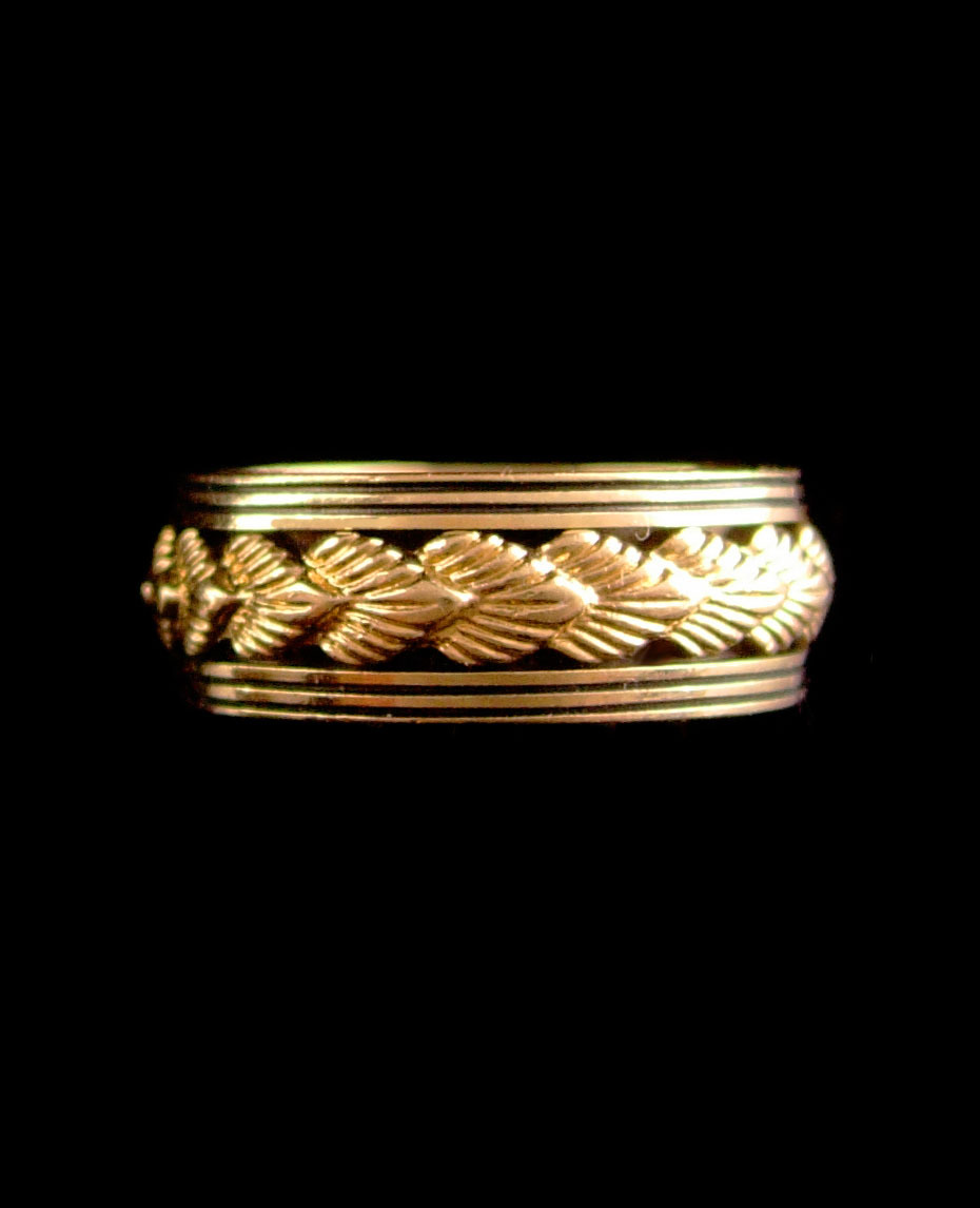 Primary image for Fancy wedding band 14KT GOLD - art carved - wedding ring - unisex yellow GOLD me