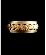 Fancy wedding band 14KT GOLD - art carved - wedding ring - unisex yellow... - $525.00