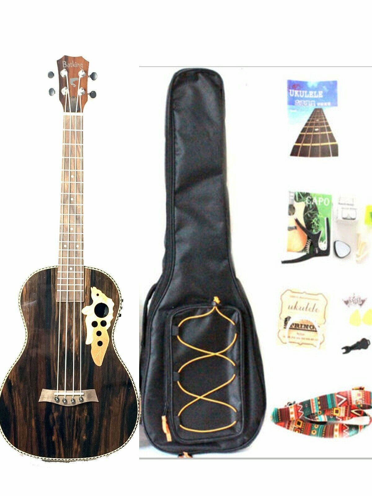 30 All Blackwood Baritone Acoustic Electric Ukulele Left Handed Style Ukulele