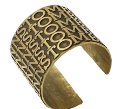 Gorgeous Gold Tone Metal TOM BINNS Logo 2.5" Wide Statement Cuff Bracelet image 8