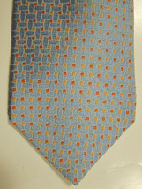 NWT Brooks Brothers Light Blue With Geometric Patterns in Golds Silk Tie - $40.48