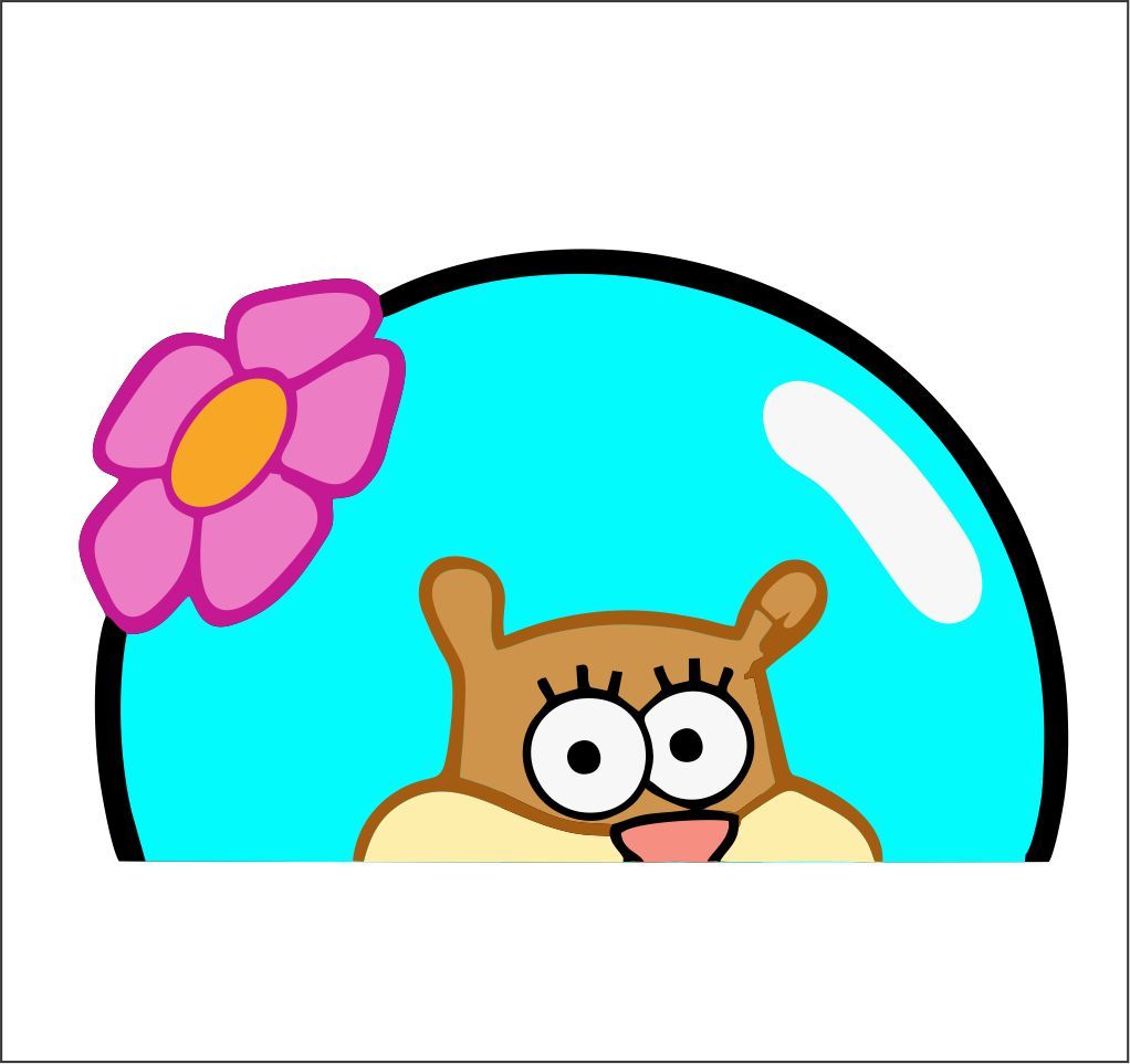 Sandy Cheeks Peeking Peeker Window Vinyl Decal Meme Spongebob Square ...