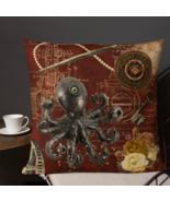 Steampunk Brown Octopus Garden Patio Sofa Decorative Vintage Pillow Cush... - $23.99+