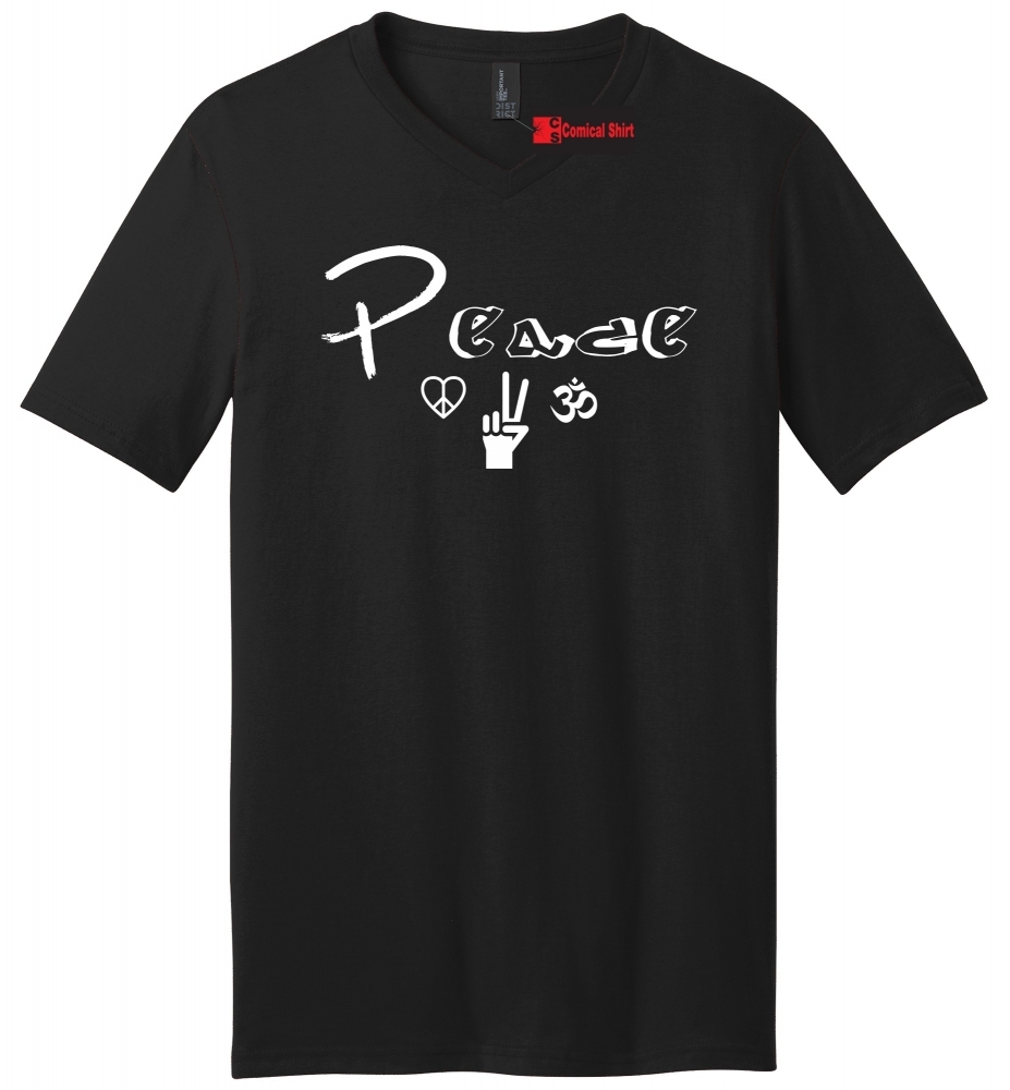 Image of Peace Graphic Tee Mens V-Neck Tee