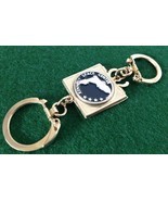 Vintage 1968 KENNEDY SPACE CENTER key chain two rings embossed State of ... - $14.65