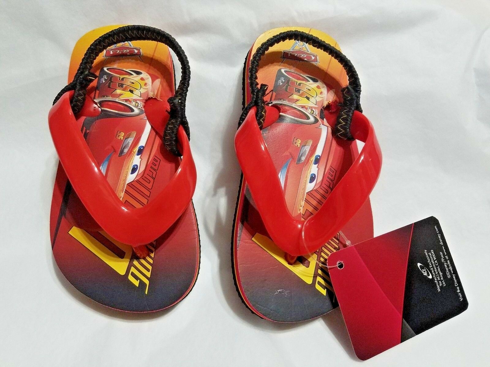 Lightning McQueen Flip Flops Size 5/6 Disney Cars Attached Heel Strap - $9.95