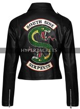 Riverdale Southside Serpents Black Biker Belted Women Motorcycle Leather Jacket - $80.00 - $108.00
