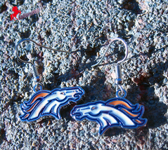 Denver Broncos Dangle Earrings, Sports Earrings, Football Fan Earrings -... - $3.95