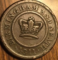 1811 UK BIRMINGHAM AND NEATH CROWN COPPER COMPANY ONE PENNY TOKEN - $23.12