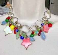 GLASS LAMPWORK Fruit Leaves Two-Tone NECKLACE - 16 inches long - £29.47 GBP