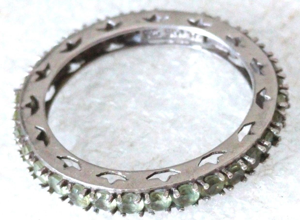 Primary image for ETERNITY STERLING SILVER RING PERIDOT colored STONES 925 SKJ TH s 8.25