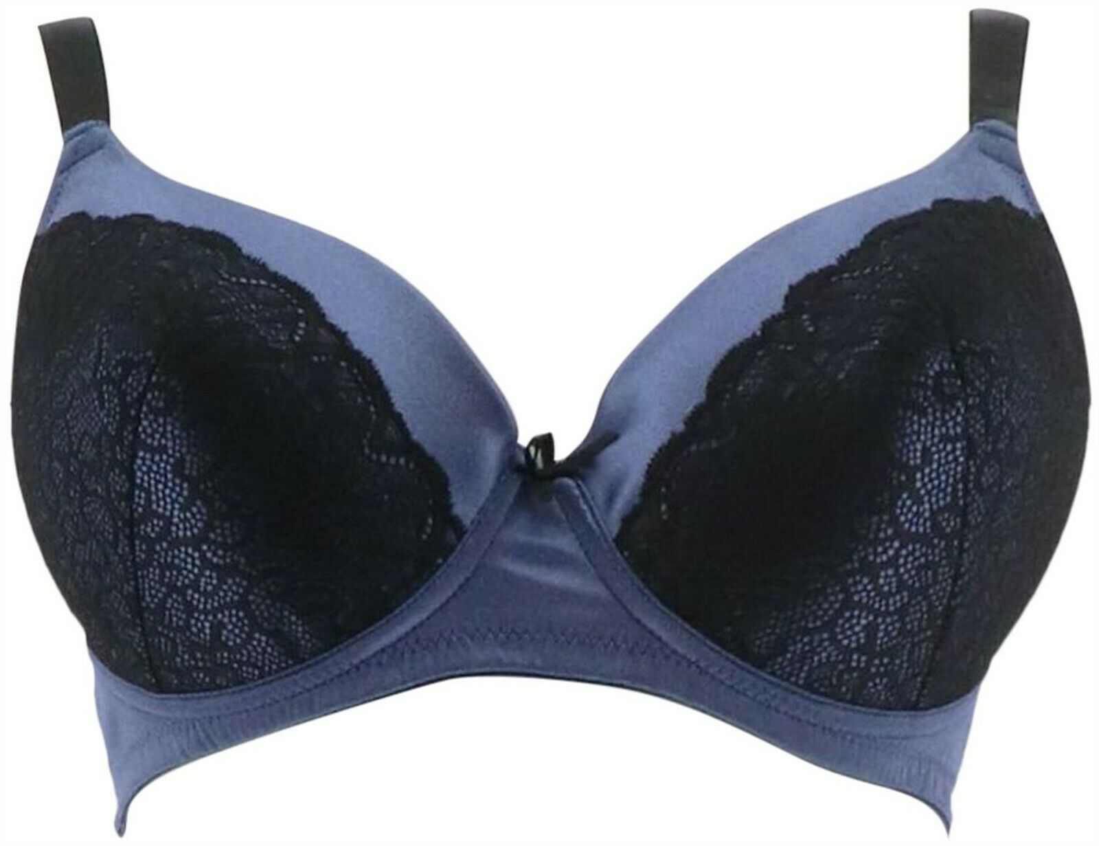 Barely Breezies Modesty Lined Fiberfill Bra Lace Blue Black 32 NEW A225949