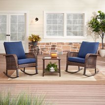 3-Piece Rocking Chair Outer Outdoor Furniture Bistro Set Patio Backyard ... - $349.00