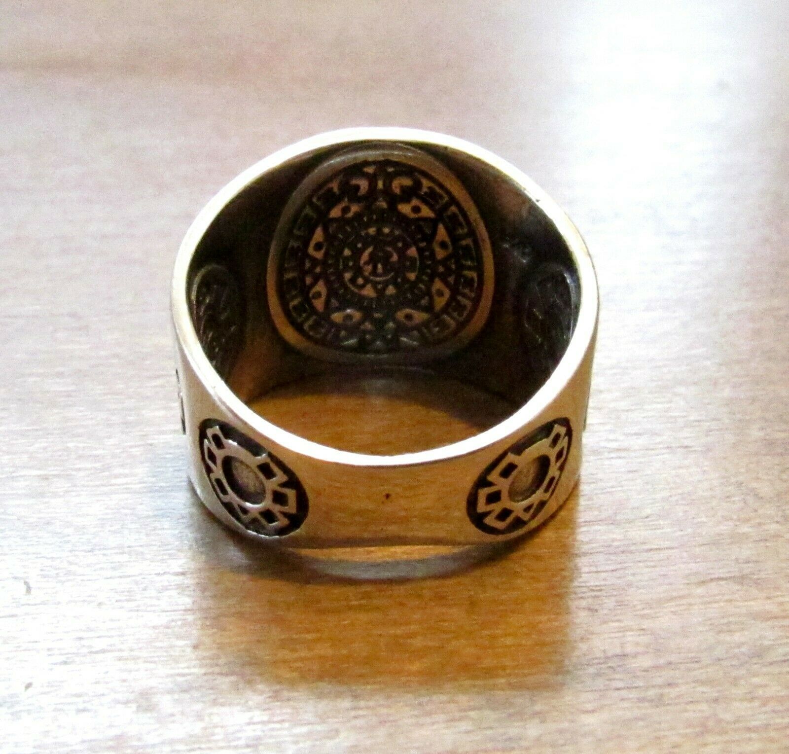 Handcrafted Solid 925 Sterling Silver Men's AZTEC / MAYAN CALENDAR Ring