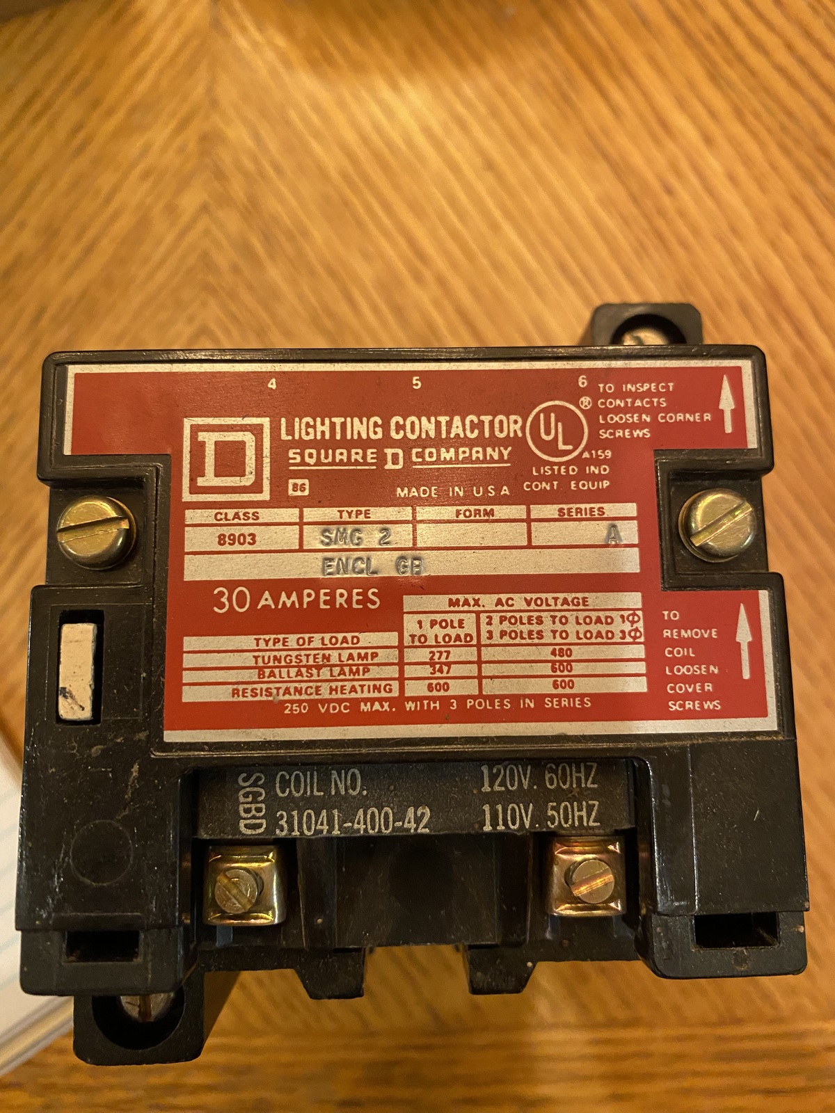Square D 8903 Type SMG 2 Series A 120 Volt Coil 3 Pole Lighting