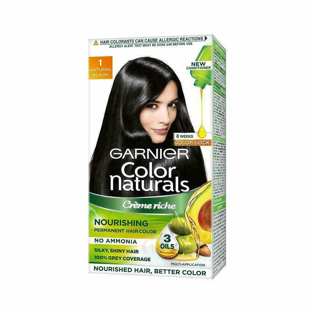 Garnier Color Naturals Crème Hair Color, Shade 1 Natural Black, 70ml+60g (1 SET)